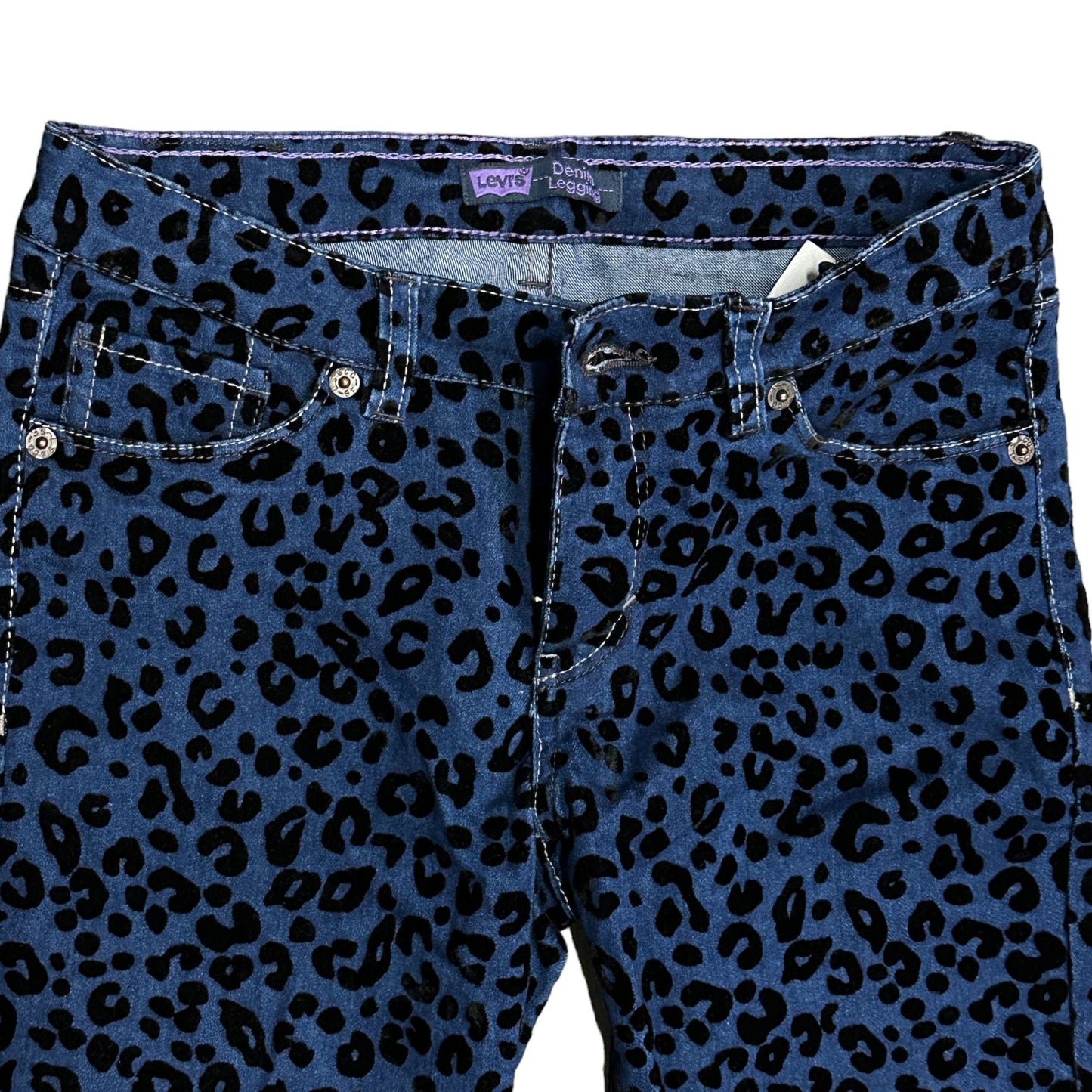 Levis Girls 12 Skinny Jeans Animal Print Adjustable Waist Stretch Denim Legging