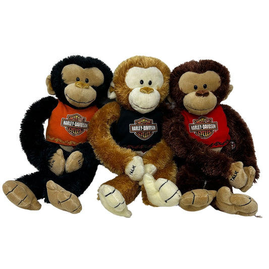 Harley Davidson Motorcycles Plush Monkey (3) Toys Stuffed Animal Biker Vtg 90s