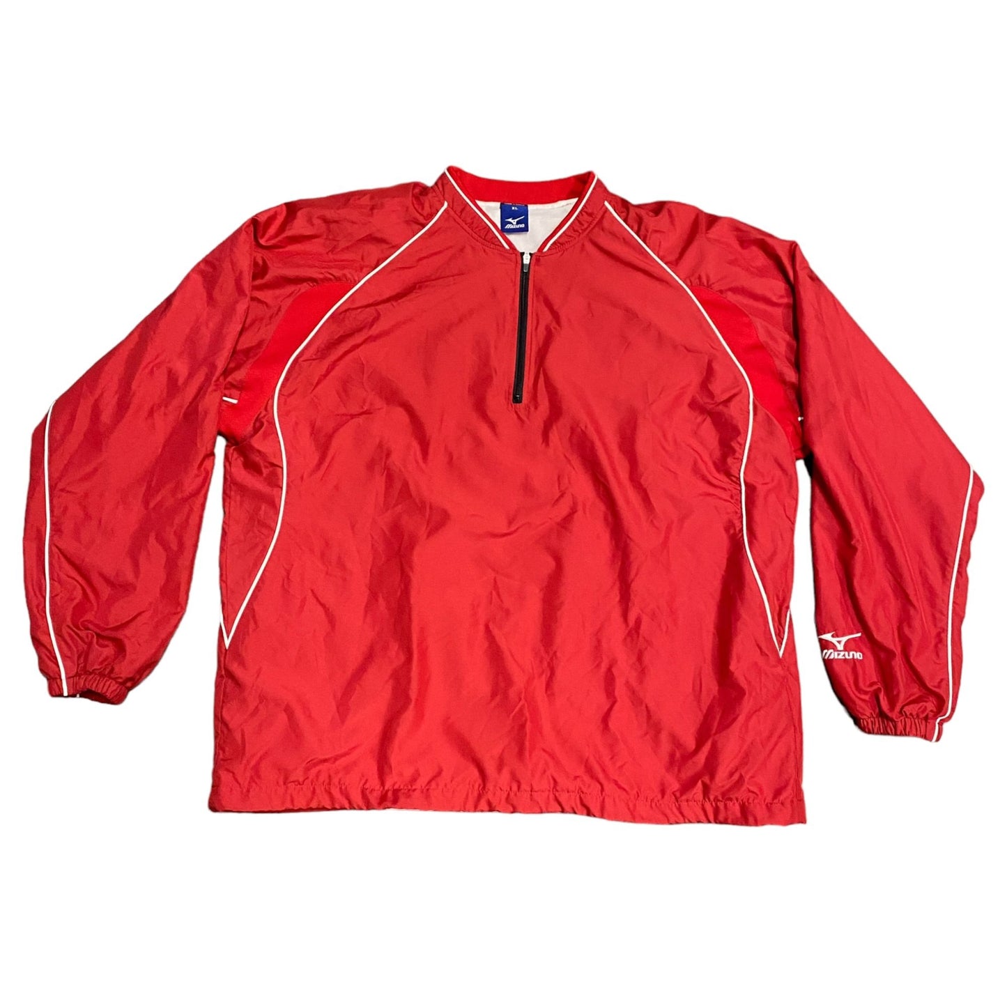 Mizuna Mens XL Red Windbreaker Jacket 1/4 Zip Vented Pullover Athletic Training