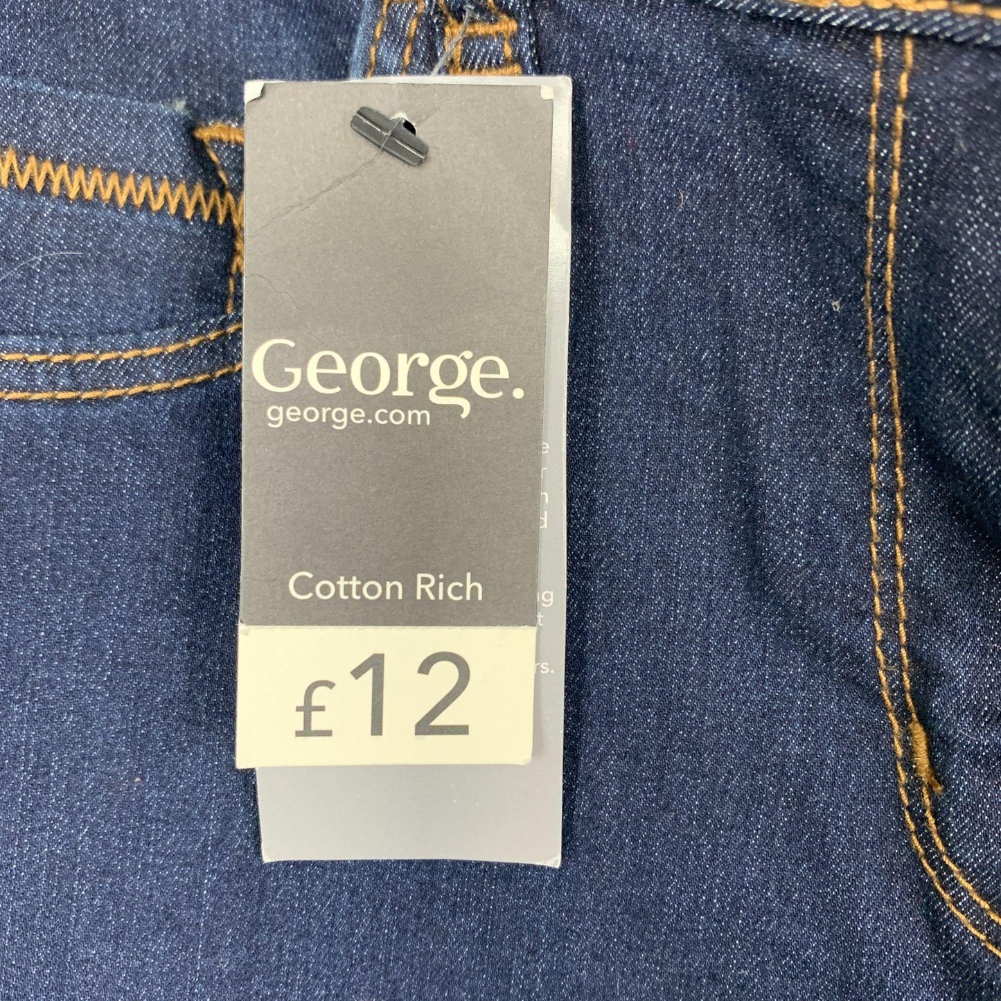 NWT George Womens 14 Denim Cropped Jeans Dark Wash Mid Rise Plus Size Stretch