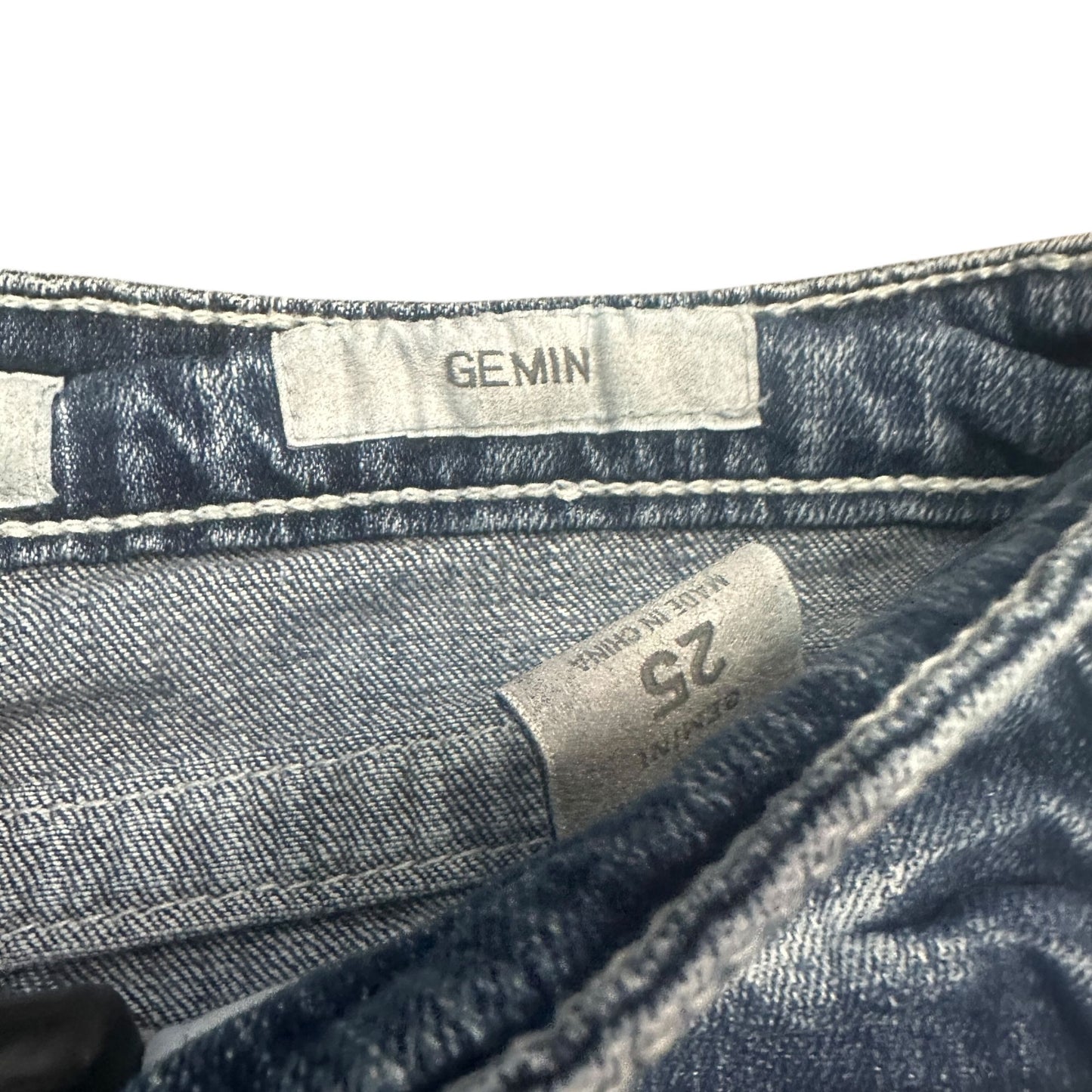 Daytrip Gemini Cut Off Jean Shorts 25 Sequins Frayed Hem Stretch Thick Stitch