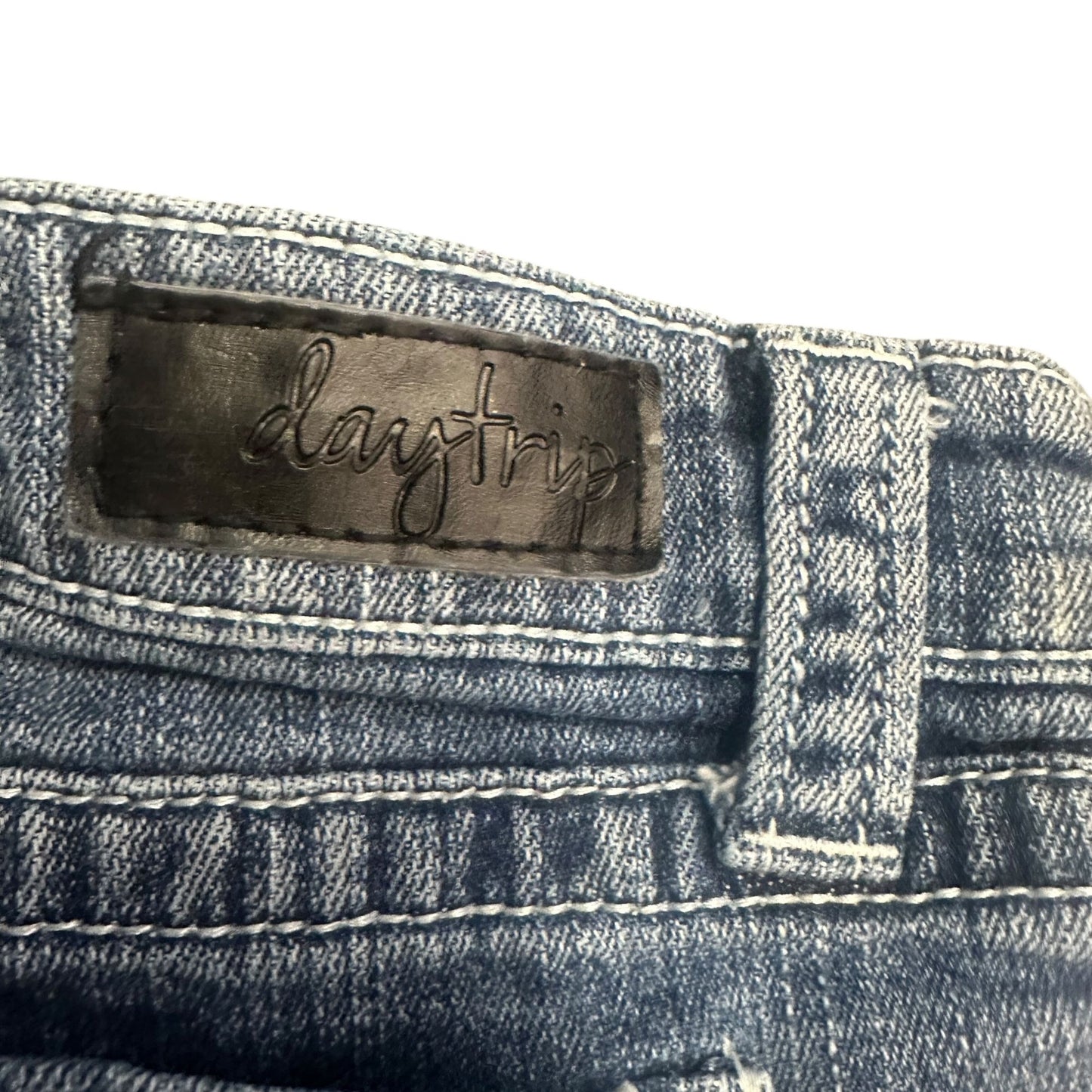 Daytrip Gemini Cut Off Jean Shorts 25 Sequins Frayed Hem Stretch Thick Stitch