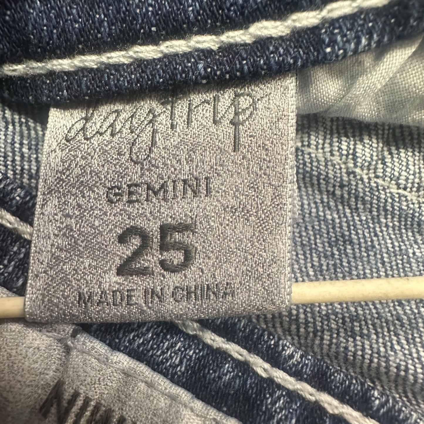 Daytrip Gemini Cut Off Jean Shorts 25 Sequins Frayed Hem Stretch Thick Stitch