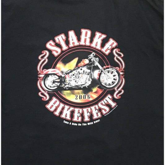 Gildan Mens 2XL Black Tshirt Starke Bikefest 2006 "Take a Ride on the Wild Side"