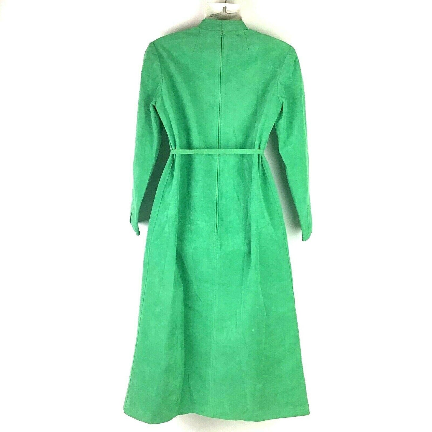 Vintage Posh Ultrasuede Womens 10 Green Dress Long Sleeve Belted Pockets 1970s