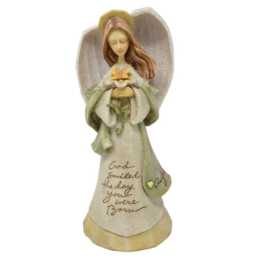 Foundations August Birthday Angel Figurine "God Smiled the Day You Were Born"