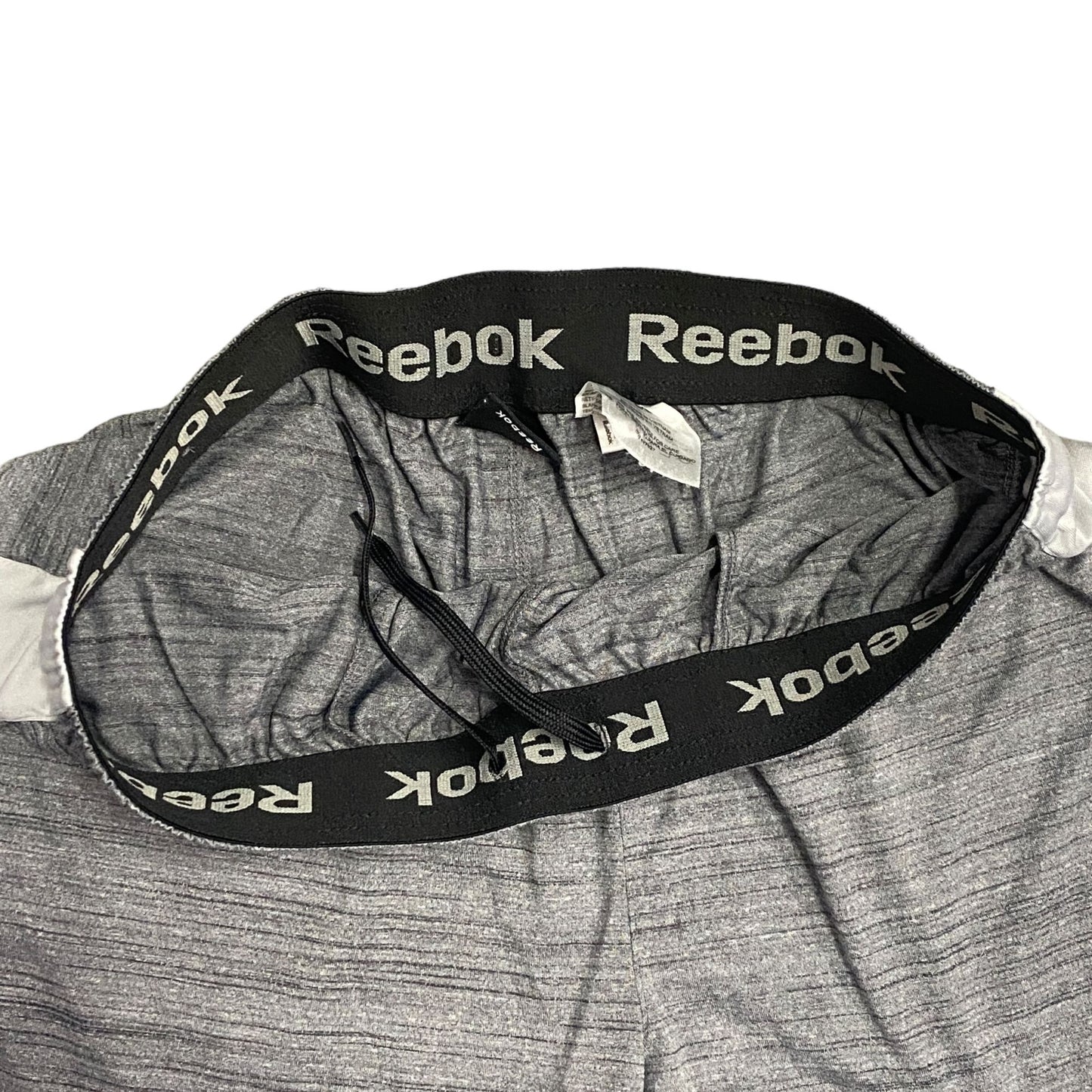 Reebok Mens L Gray Athletic Shorts Drawstring Elastic Logo Gym Running Pockets