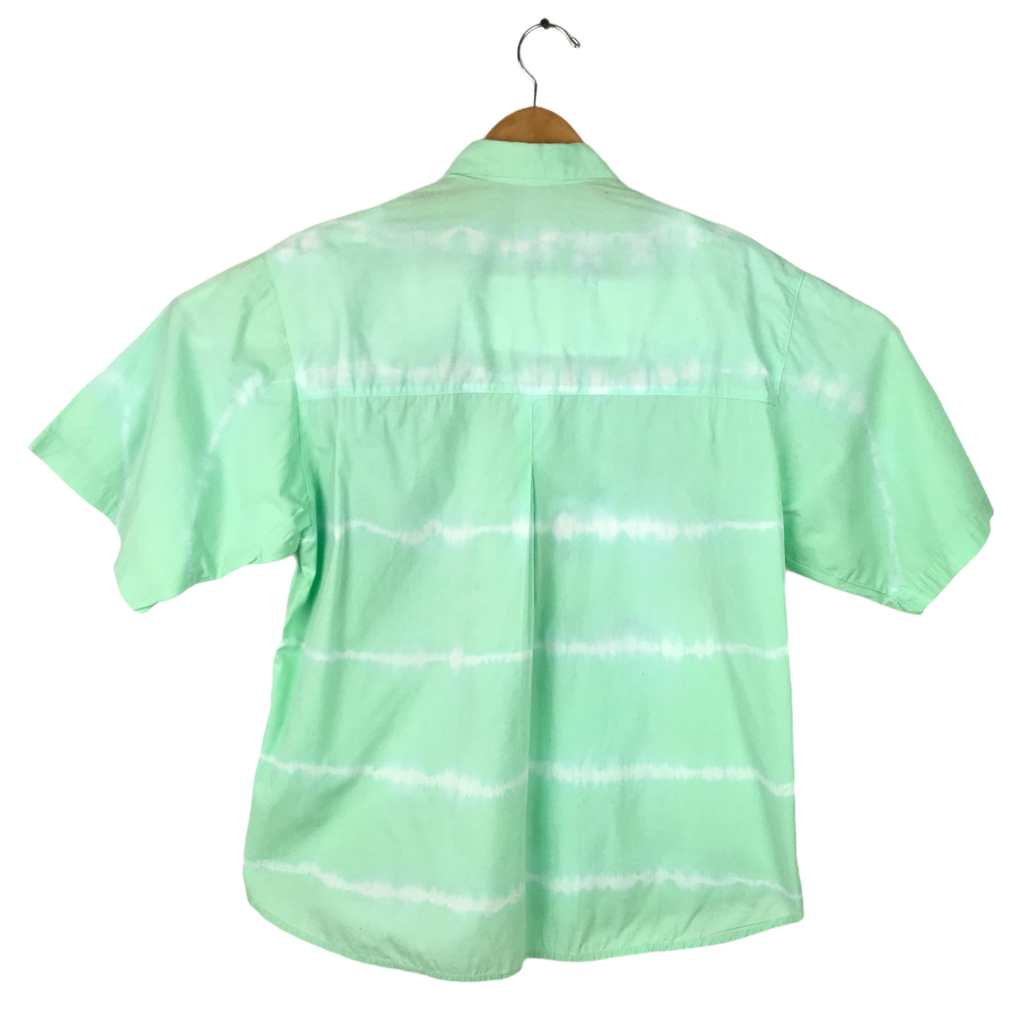 Vintage GAR Womens S Green Tie Dye Blouse Button Up Embellished Blanche Collared