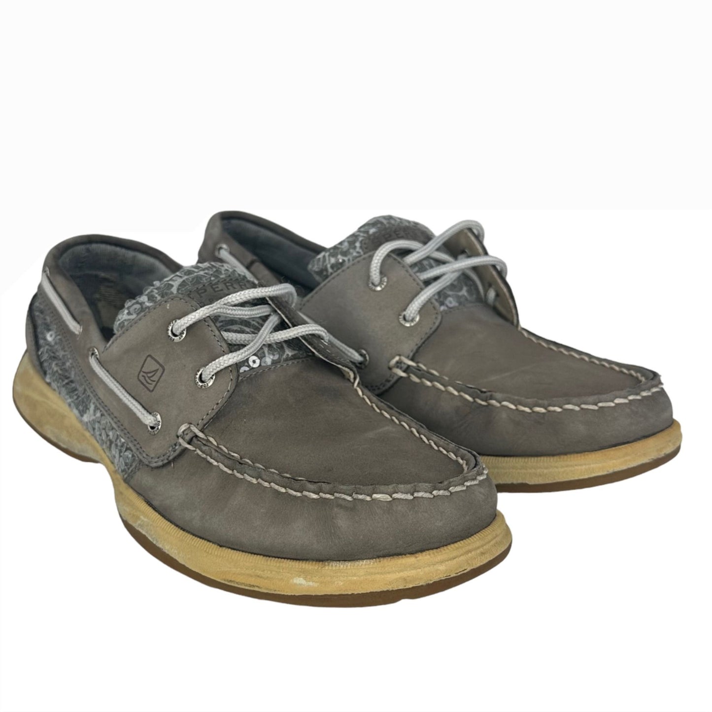 Sperry Top Sider Womens 11M Grey Leather Sequin Boat Shoes 9775867 Loafers