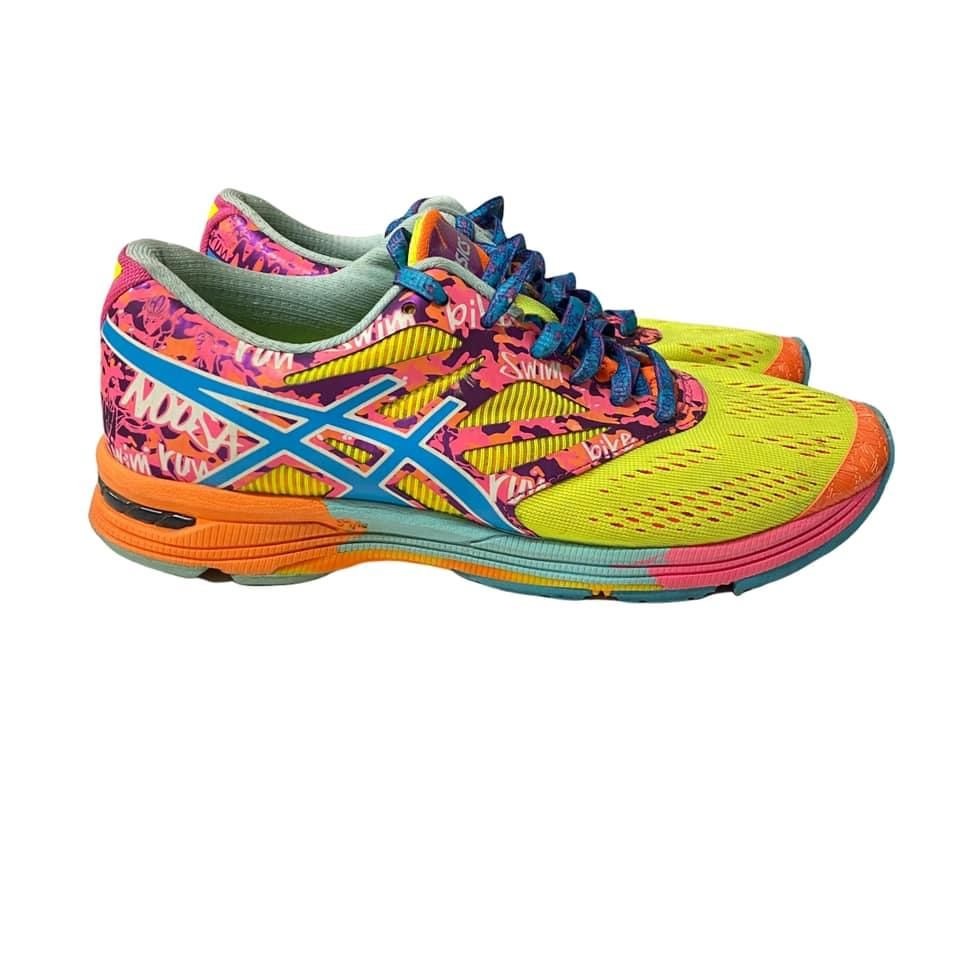 Asics T580N Gel Noosa Tri 10 Triathlon NEON Pink Yellow Shoes Womens Sz 6.5