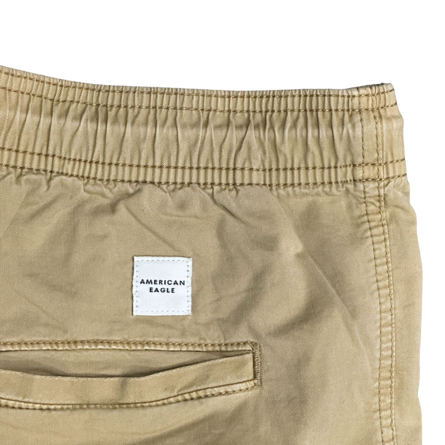 American Eagle Shorts Mens M Beige Flex Chino Elastic Waist Drawstring Khaki