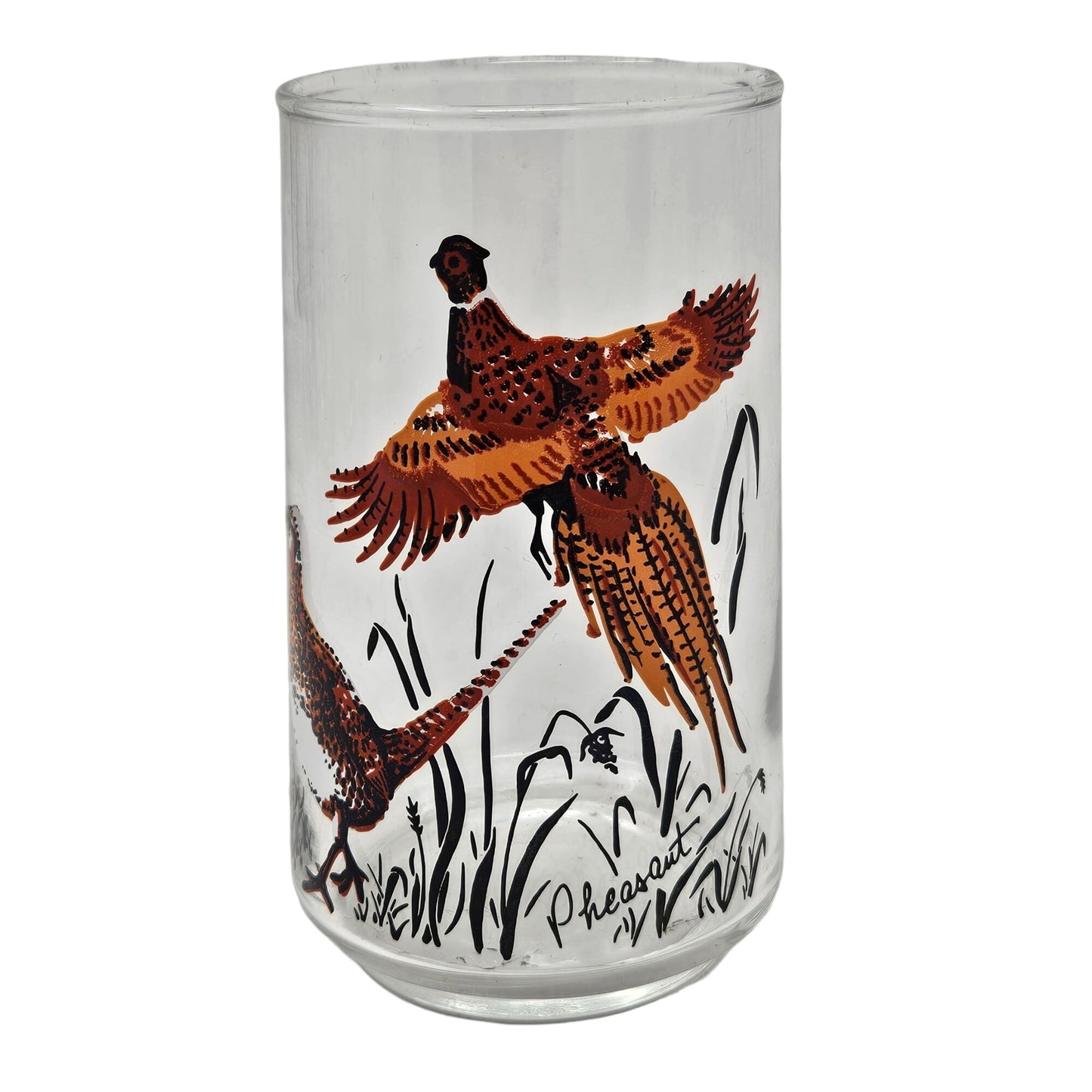 Vintage West Virginia Glass Wildlife Game Bird Drinking Glass Set Pheasant