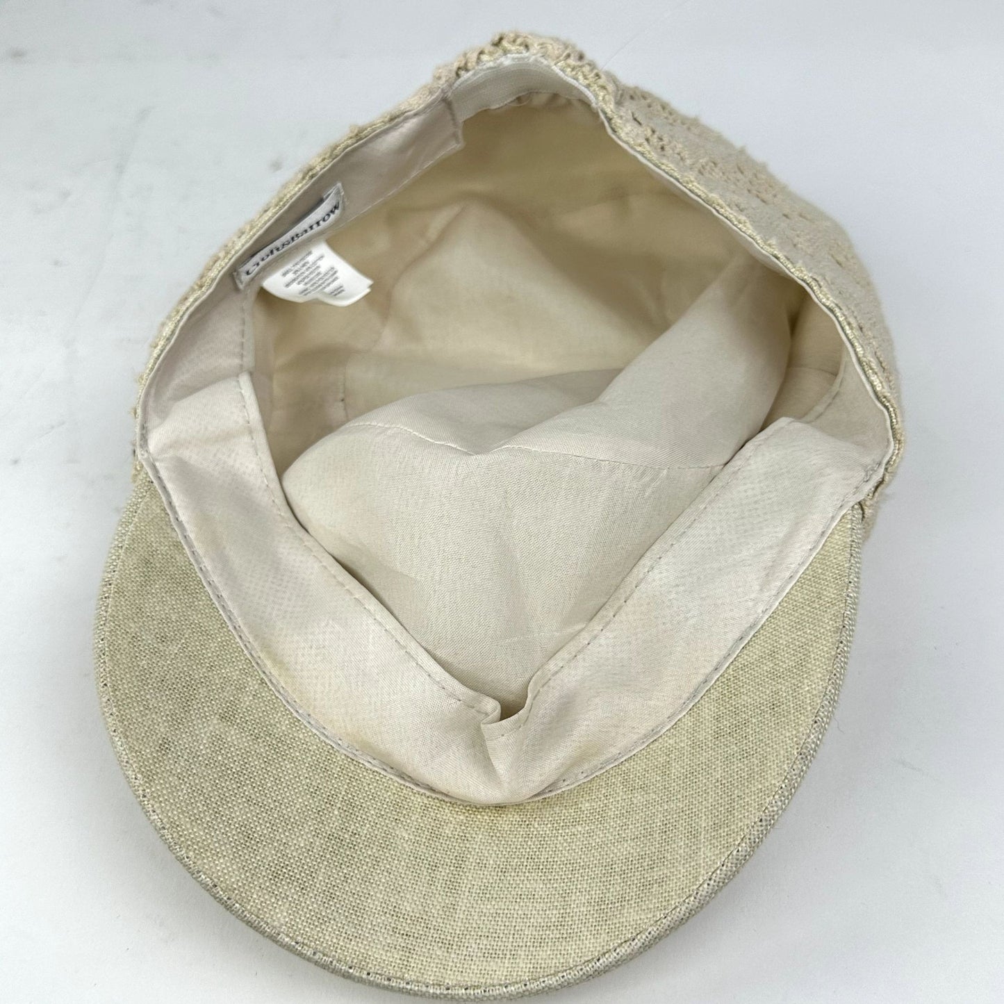 Croft and Barrow Womens Lace Linen Cap Buttons Elastic Stretch Pageboy Hat