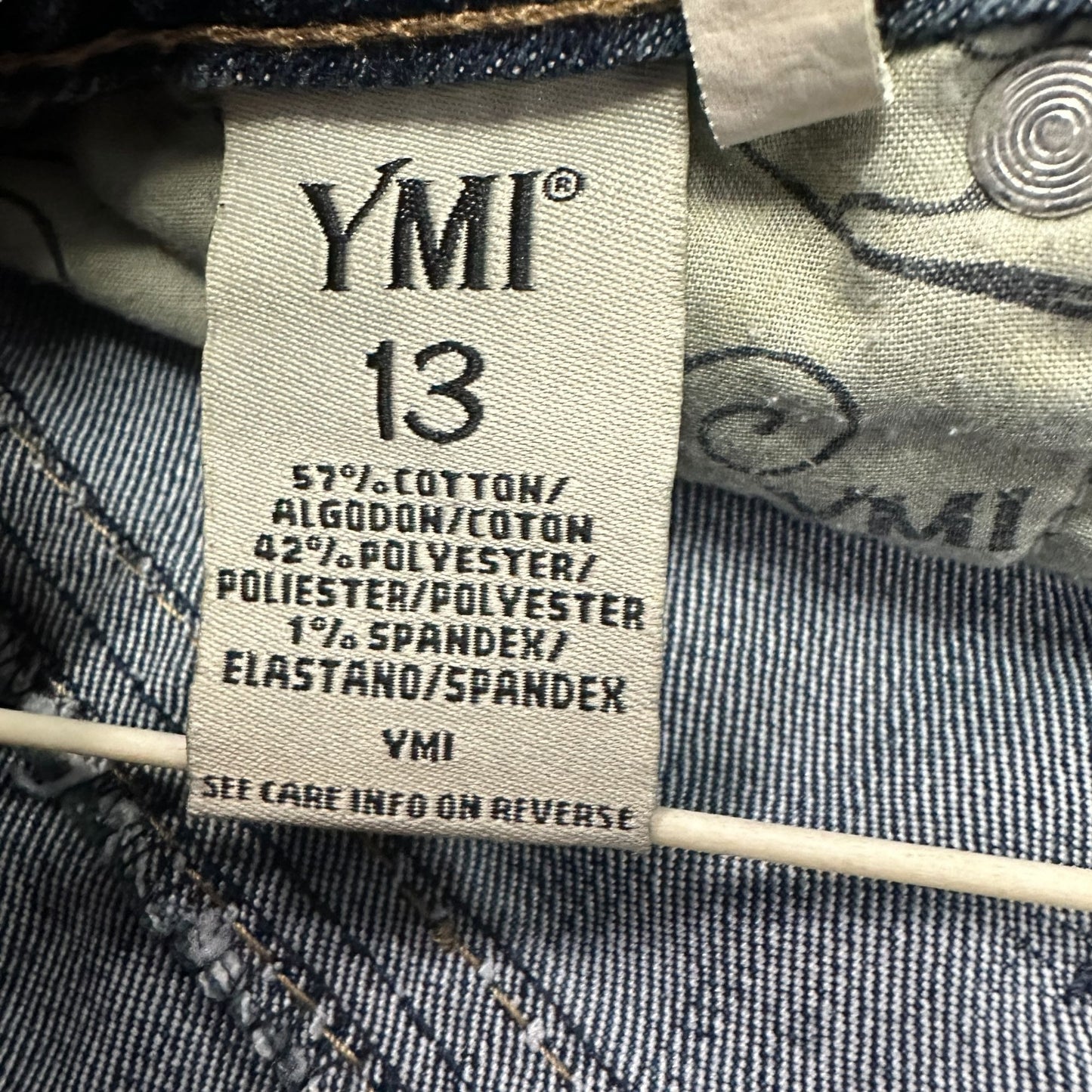 YMI Bootcut 13 Jeans Distressed Thick Stitch Y2K Fleur de Lis Leather Pockets