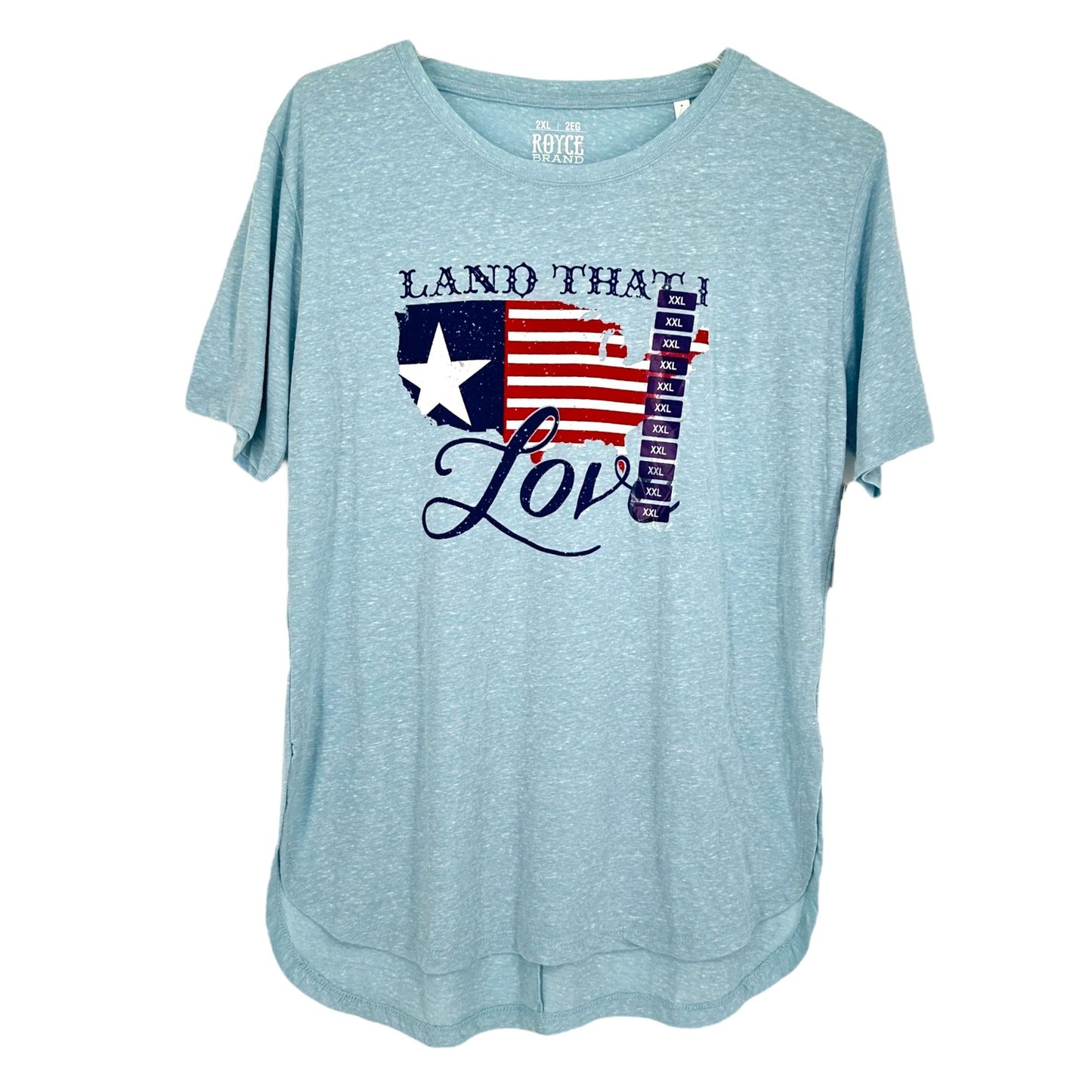 NEW Royce Womens XXL America Land That I Love Tee Soft Patriotic Flag T-Shirt