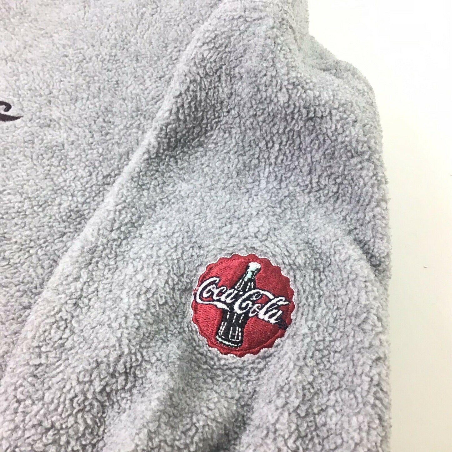 Vintage Coca Cola XL Gray Fleece Sweatshirt Real Refreshing Embroidered Logo