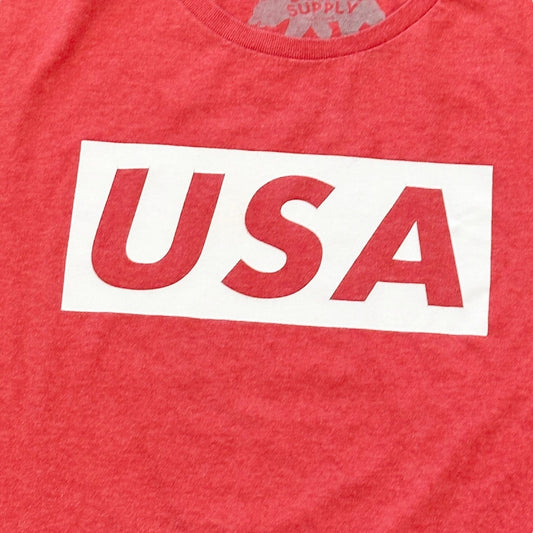 Bowery Supply Clothing L USA Red Tshirt Patriotic Vintage Soft Style Crew Neck