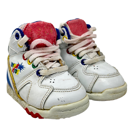 Vintage Dyna Kids Baby 3 Lace Up Sneakers White Red Blue Yellow Tennis Shoes