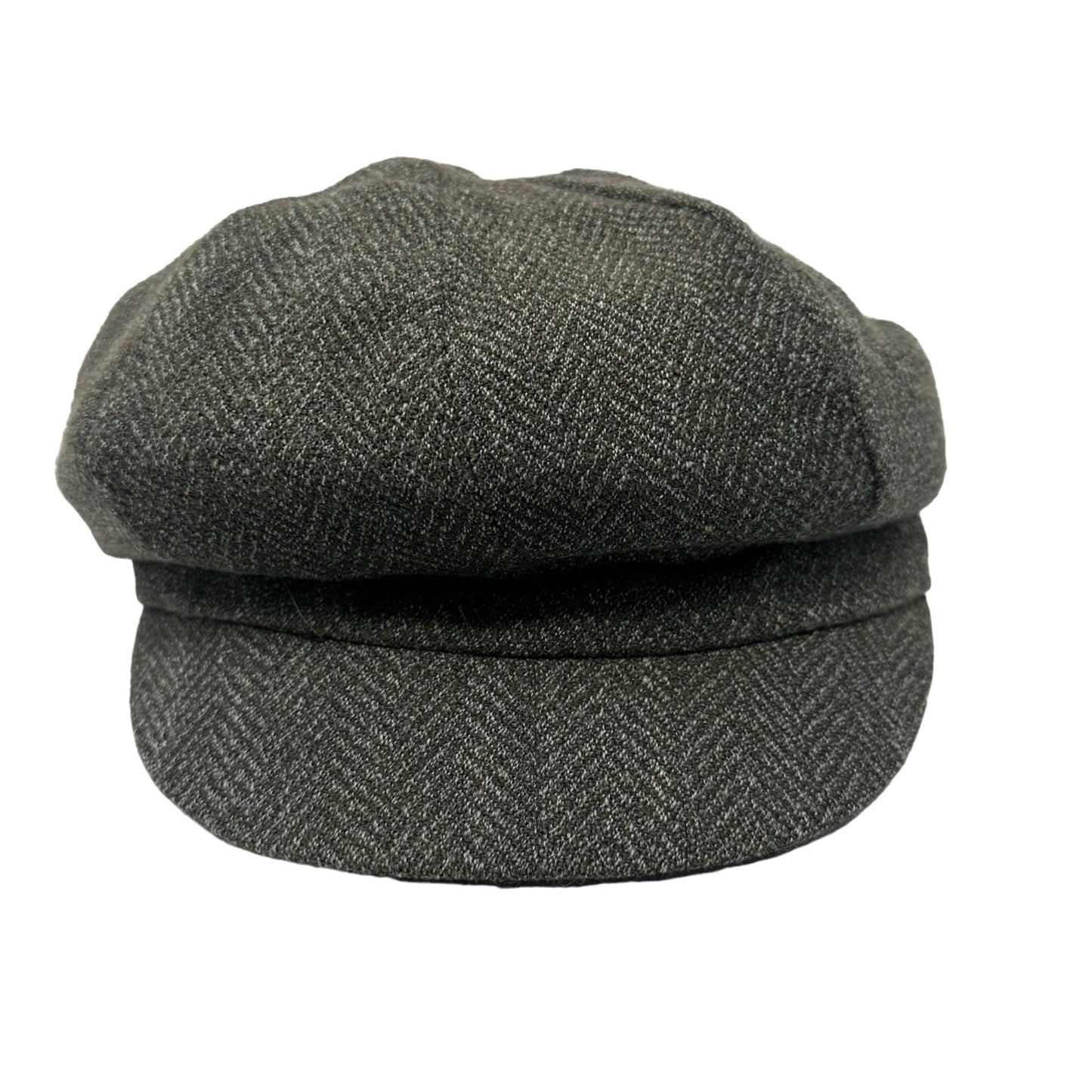 Vintage Crown Cap Signature L Brown Grey Tweed Newsboy Flatcap Hat Cap Cadet