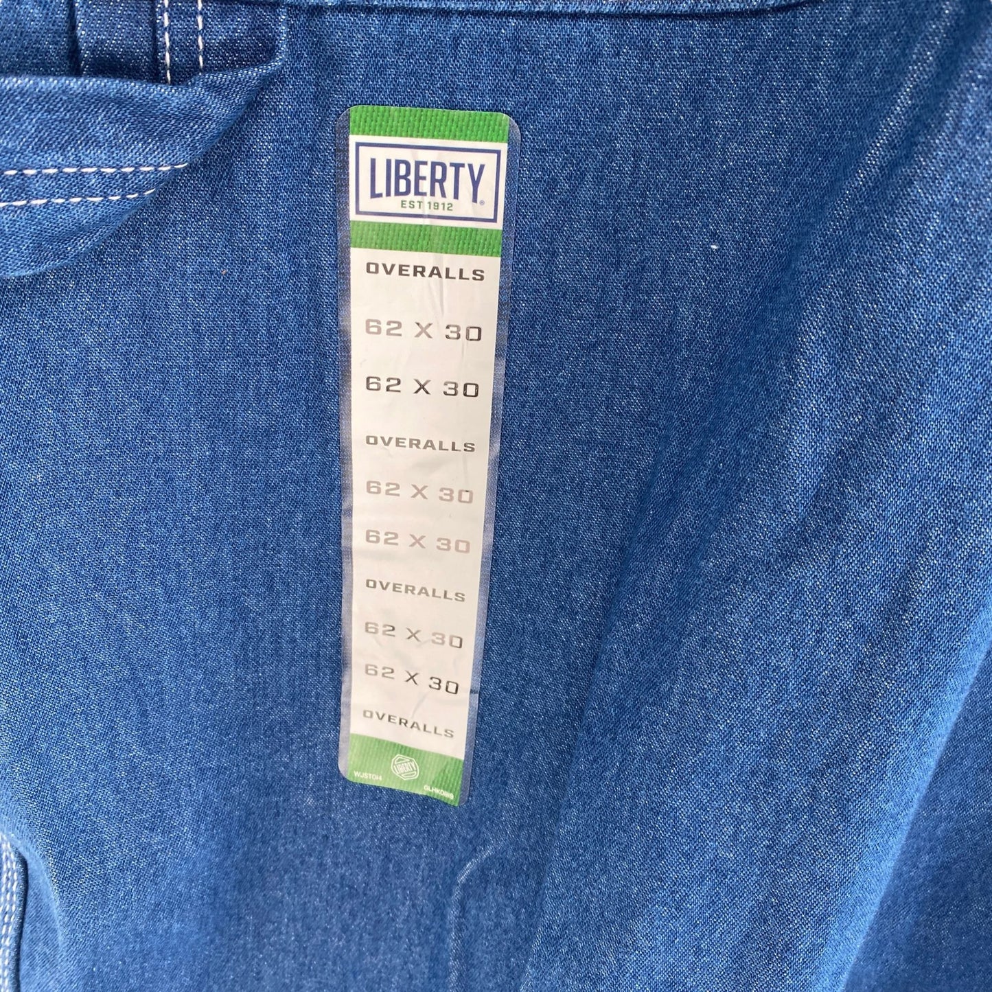 NWT Liberty Mens Denim Overalls 62x30 Bibs Carpenter Dark Wash Zipped Pocket