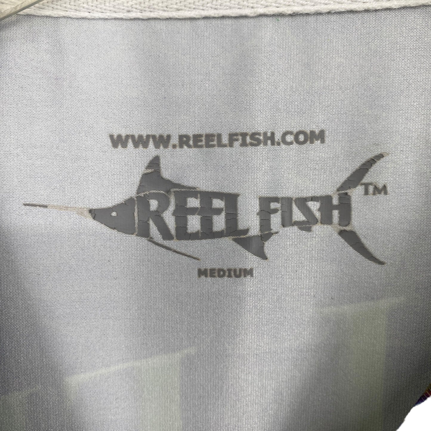 Reel Fish Mens M Long Sleeve Fishing T Shirt Green Brown Crew Neck Outdoors