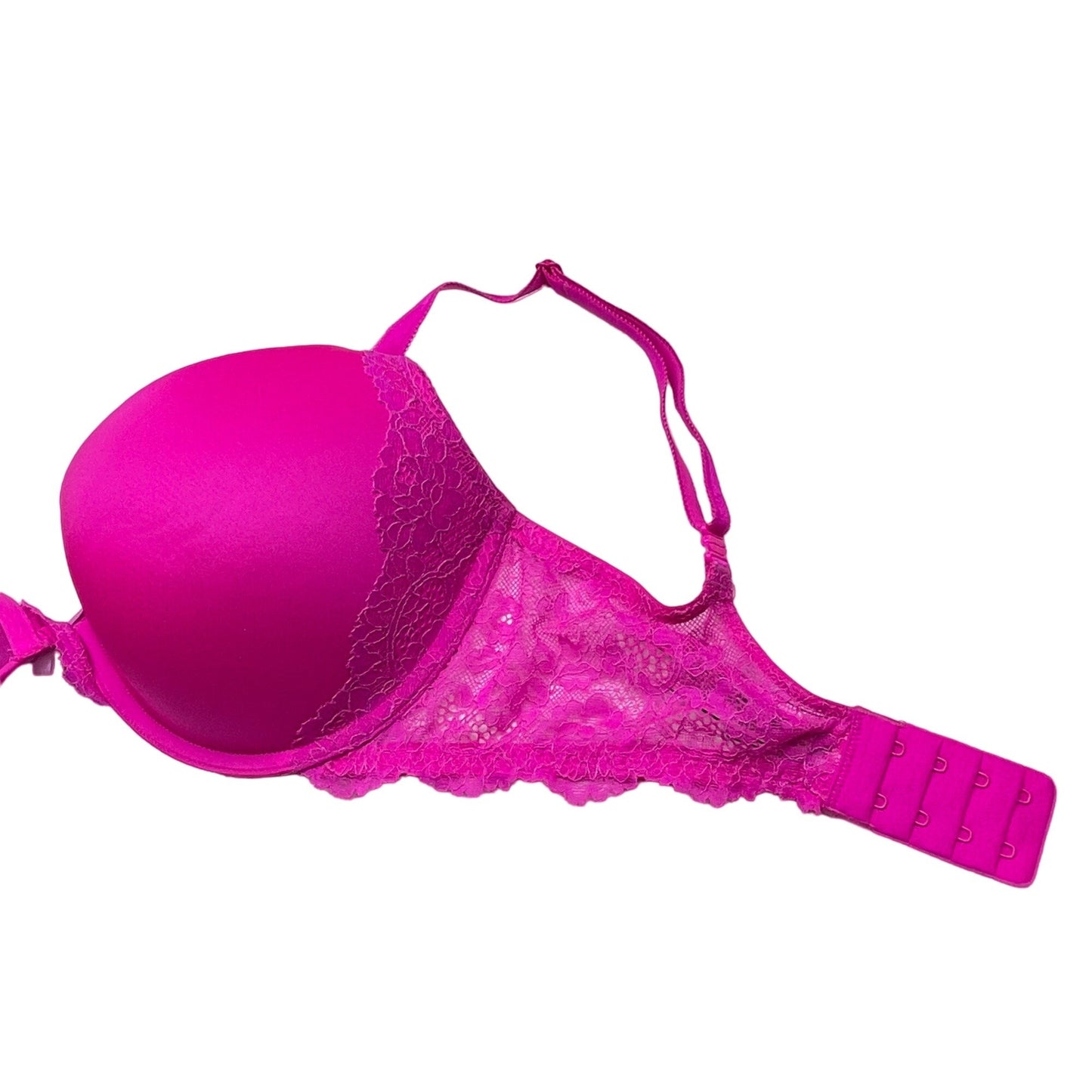 Victorias Secret 34DD Hot Pink Dream Angels Push Up Bra Lace Underwire Intimates