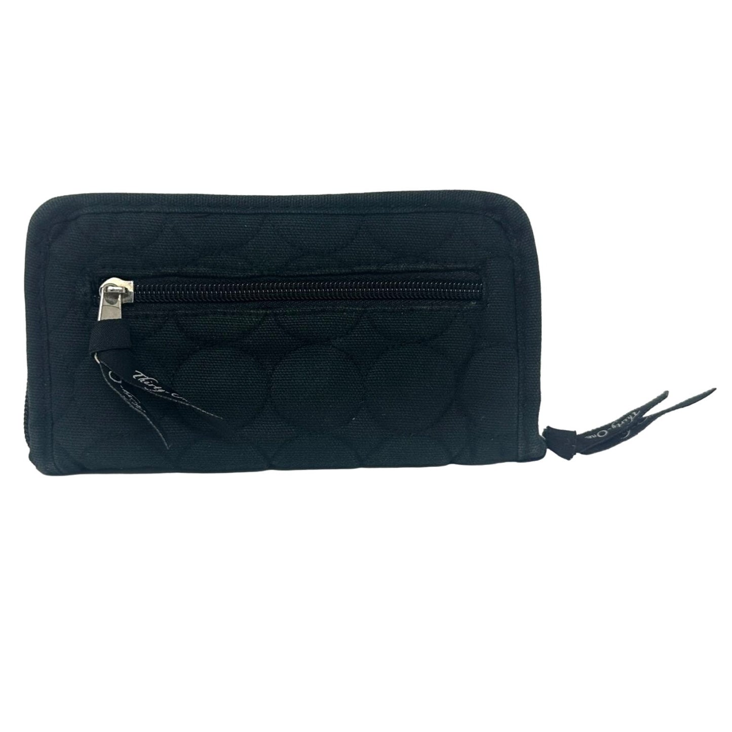 Thirty-One Black Quilted Wallet Zip Closure Card Slots Change Slot Accessories