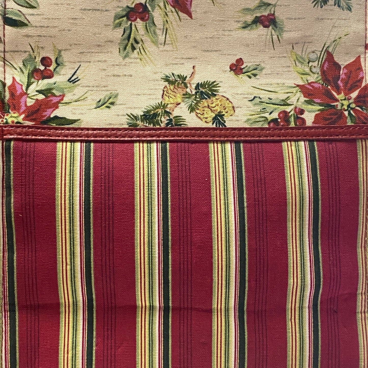 Longaberger Poinsettia Stripe Gift Bag Holiday Tote