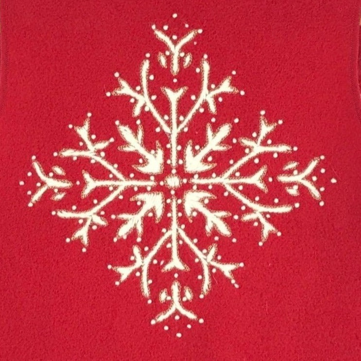 Coldwater Creek Sweater Vest Wool Red Snowflake Needlepoint Zip Front M