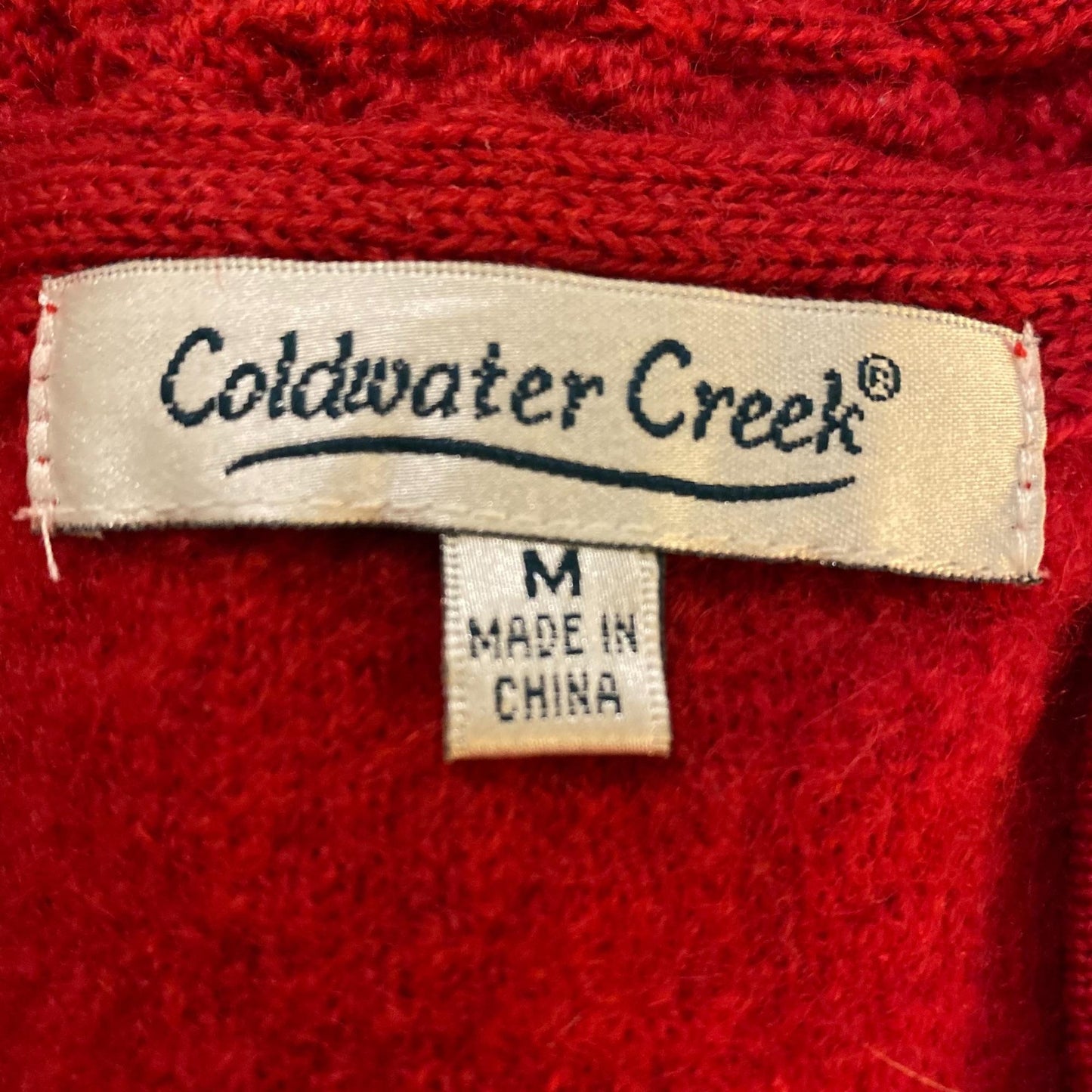 Coldwater Creek Sweater Vest Wool Red Snowflake Needlepoint Zip Front M