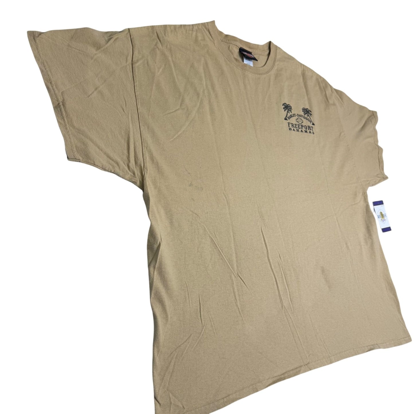 Harley Davidson Freeport Bahamas 3XL Beige Graphic TShirt Double Sided Print