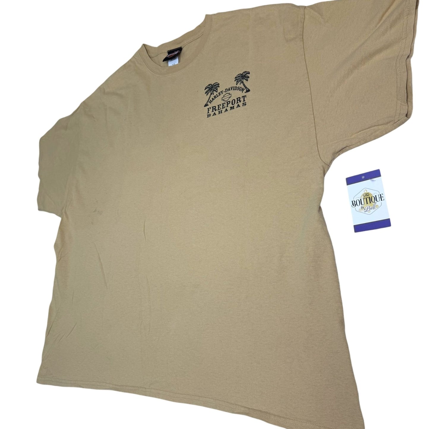 Harley Davidson Freeport Bahamas 3XL Beige Graphic TShirt Double Sided Print