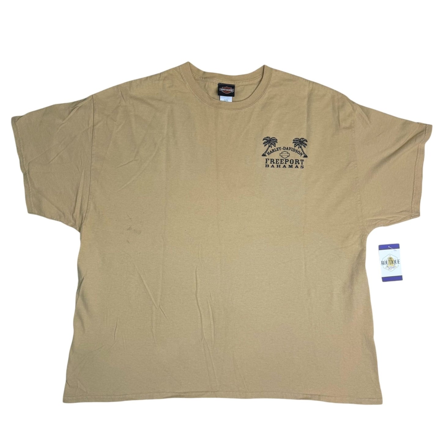 Harley Davidson Freeport Bahamas 3XL Beige Graphic TShirt Double Sided Print