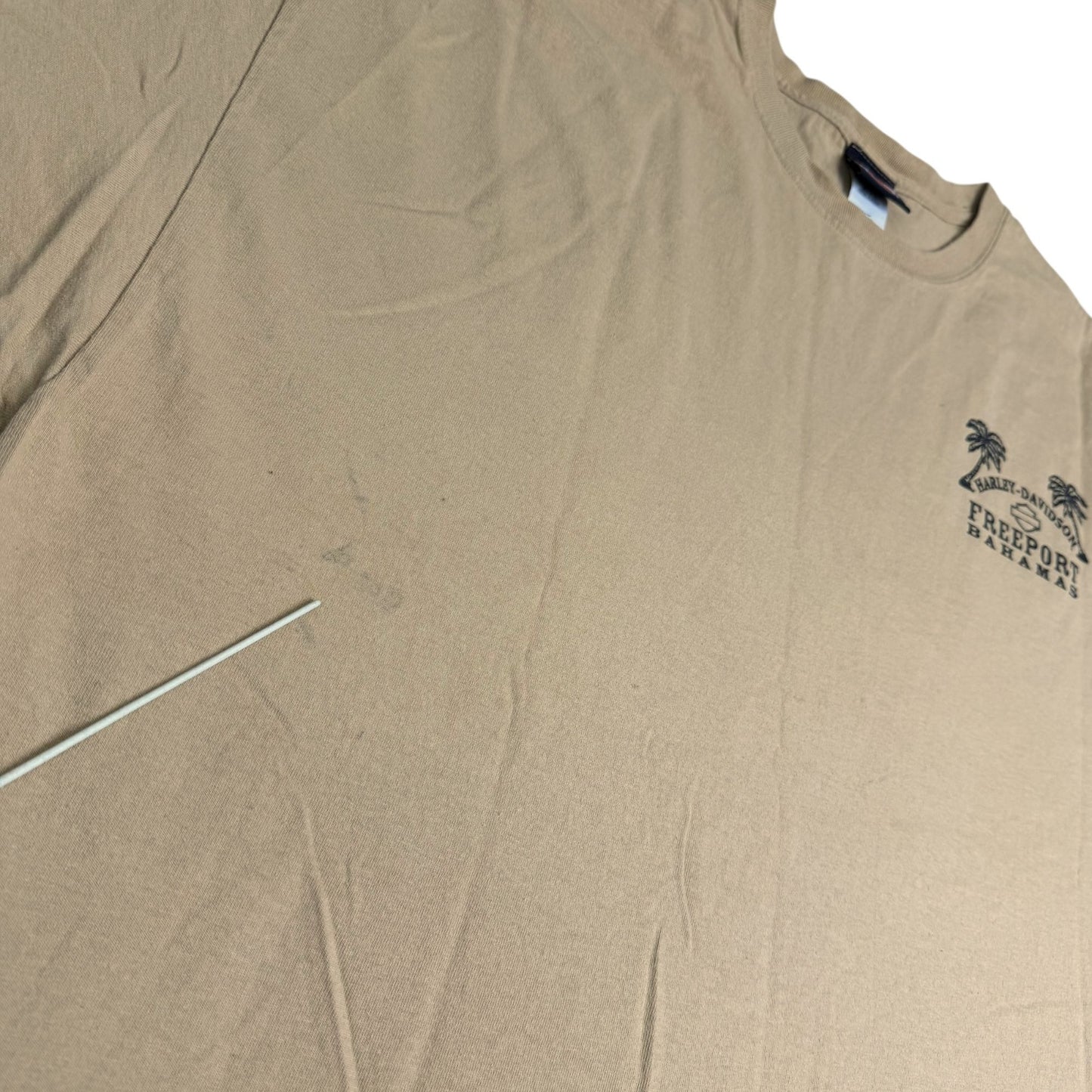 Harley Davidson Freeport Bahamas 3XL Beige Graphic TShirt Double Sided Print