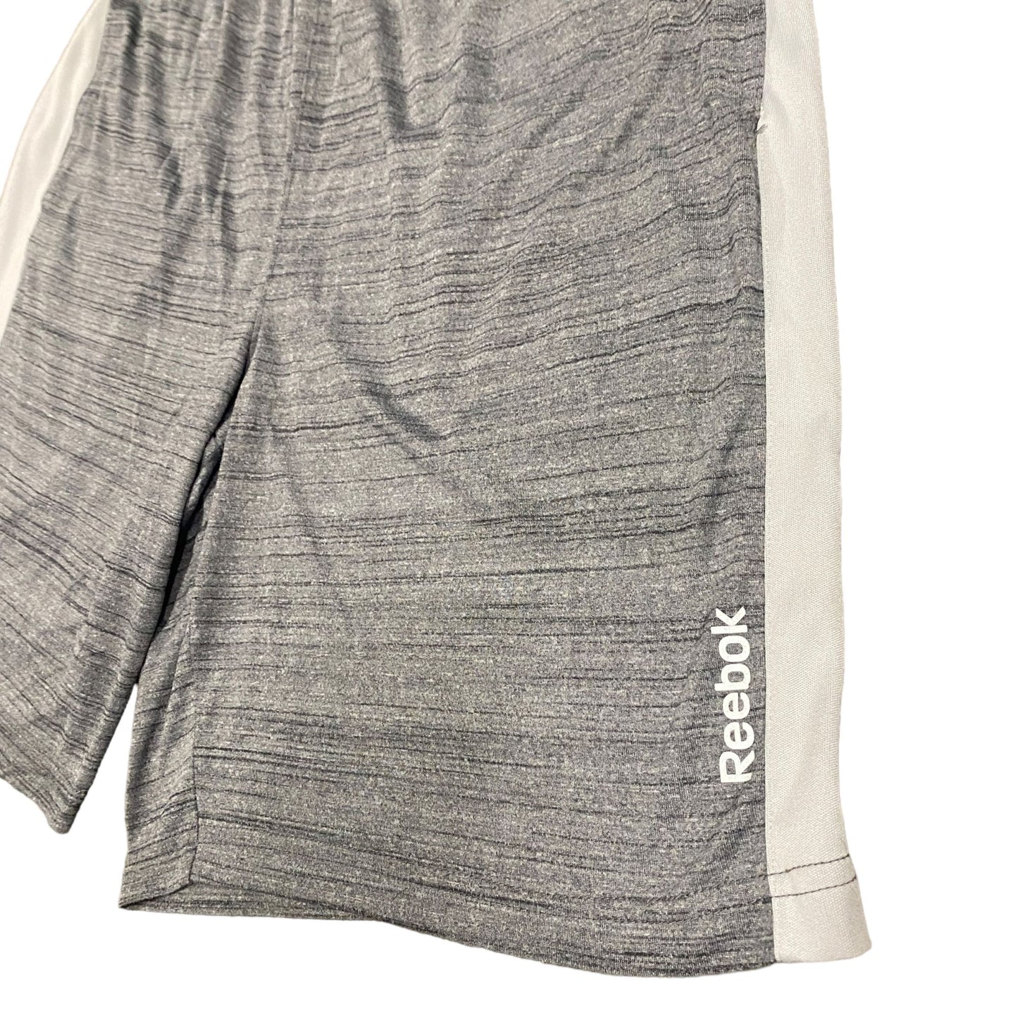 Reebok Mens L Gray Athletic Shorts Drawstring Elastic Logo Gym Running Pockets