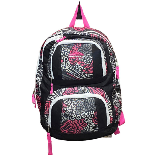 Trailmaker Leopard Print Backpack Pink Gray Black Zip Pockets Adjustable Straps