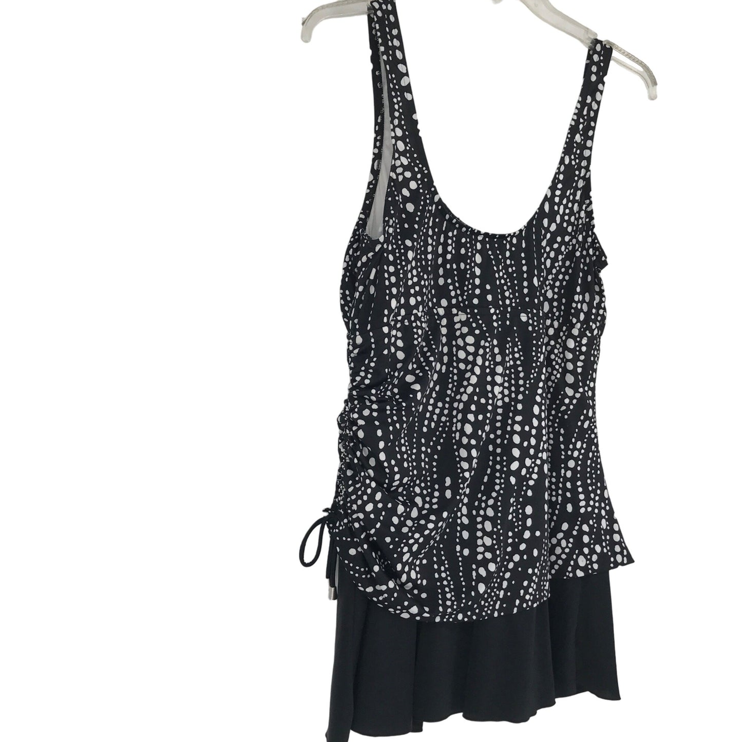 Maxine of Hollywood 18 Black White Dot Swim Dress Tank Built in Bra Scoop Neck