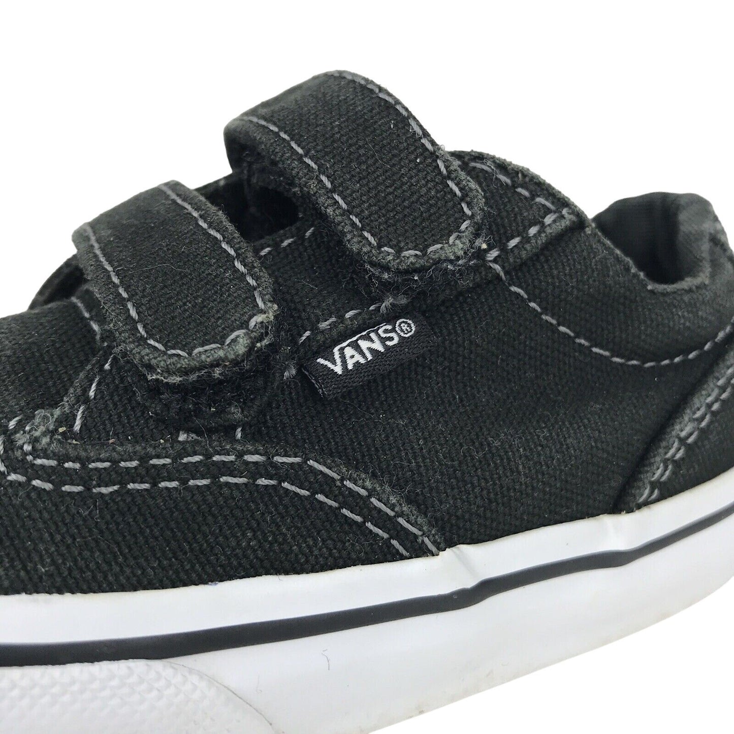 Vans Atwood Black Old Skool Canvas Toddler Sneakers Velcro Closure Size 6