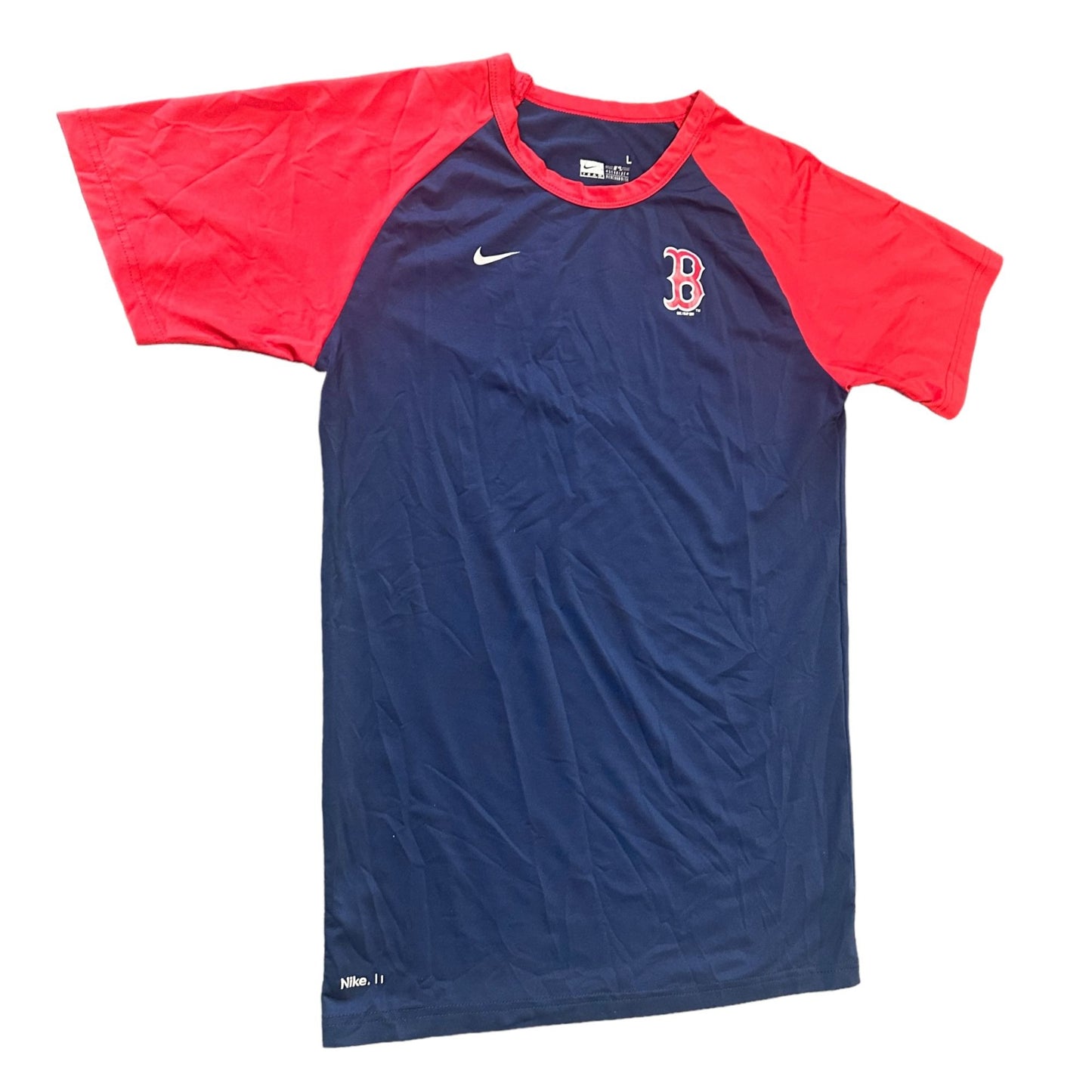 Nike Youth L Boston Red Sox Baseball Performance Tshirt Short Sleeve Blue Red