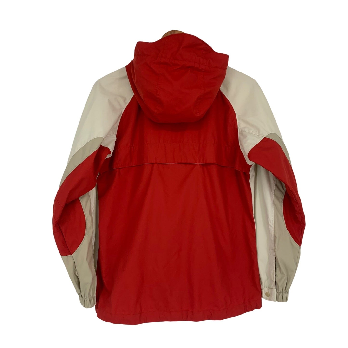 Columbia Packable Rain Jacket Windbreaker Hooded Full Zip Womans S Red Tan