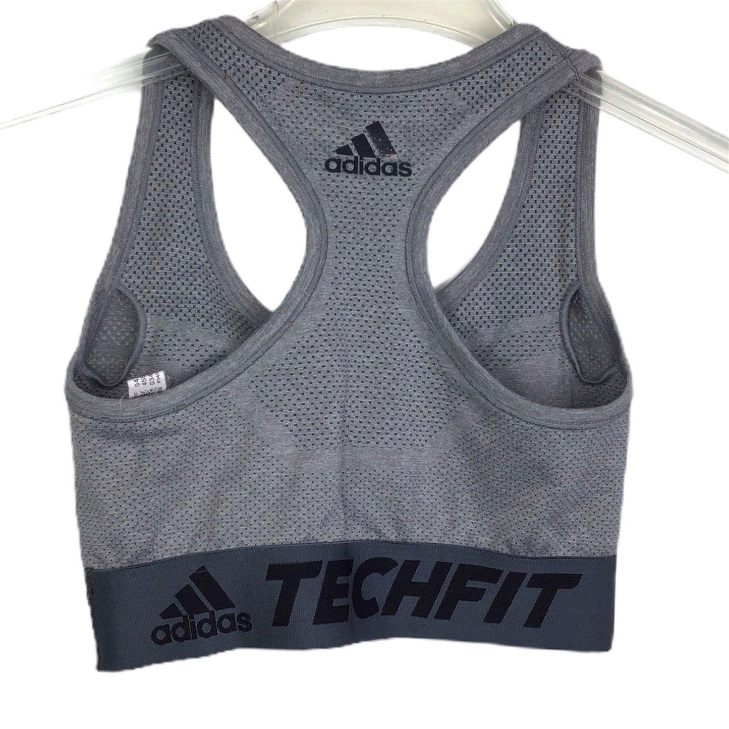 Adidas Athletic Tech Fit Sports Bra Small Racerback Yoga Running Gym Gray Black