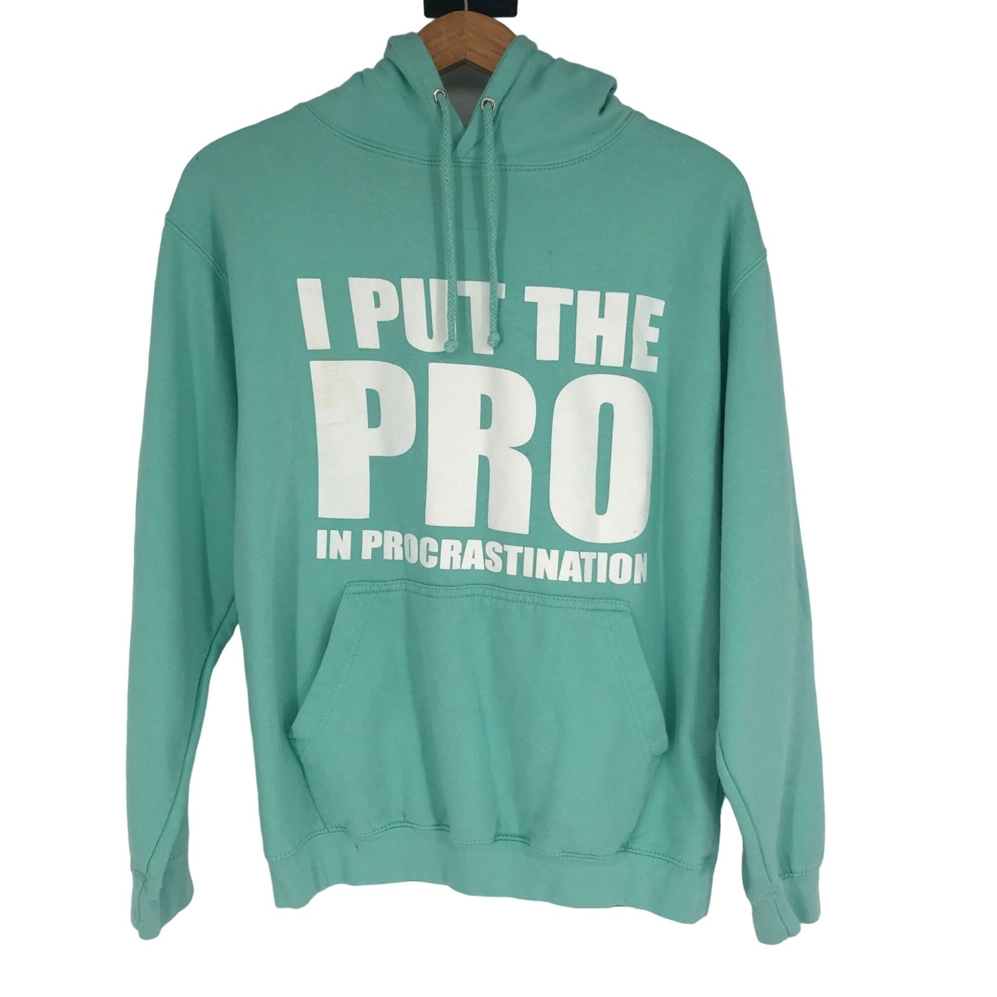 AWD Hoods S "I put the PRO in Procrastination" Teal Hoodie Kangaroo Pockets