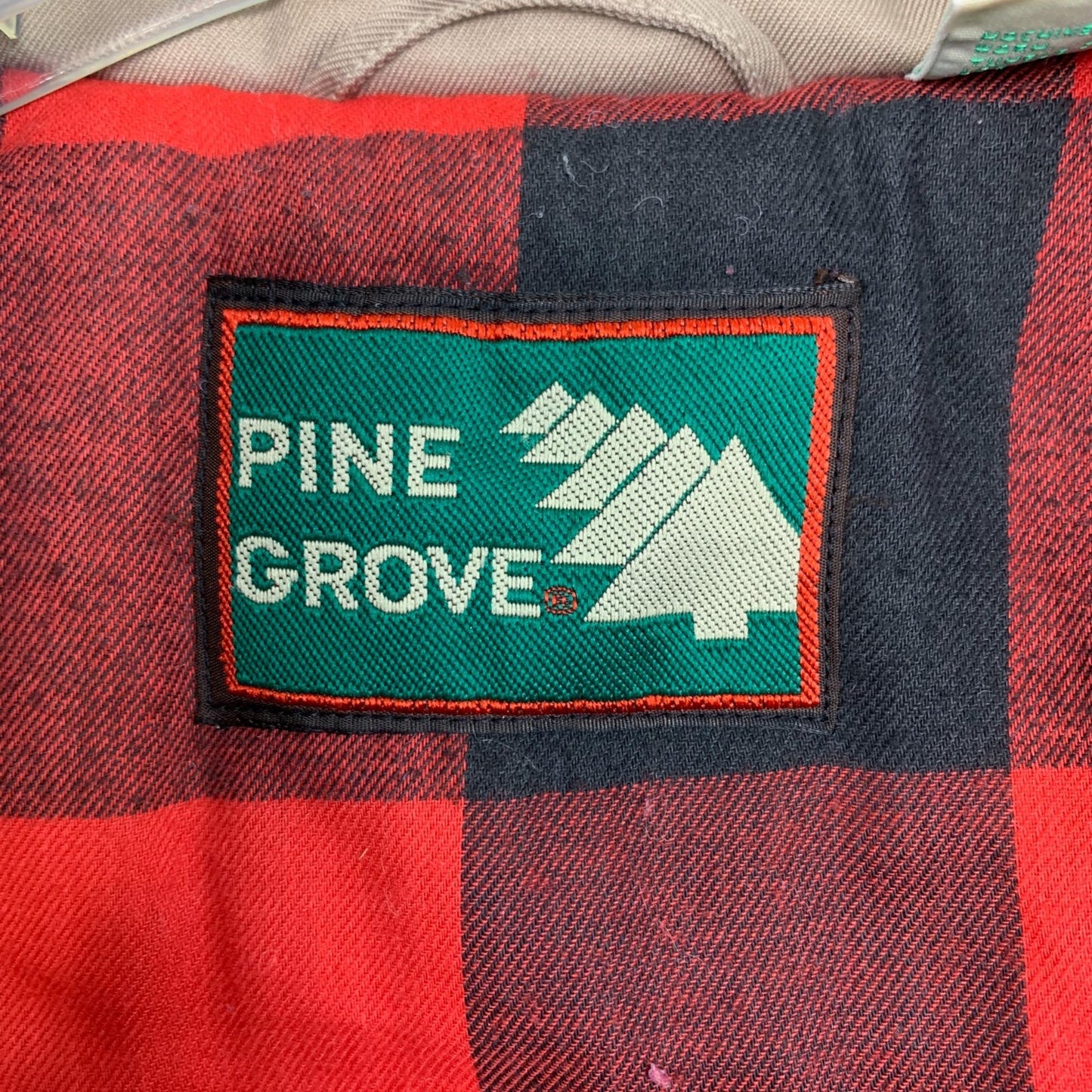 Vintage Pine Grove Mens XL Tan Red Buffalo Plaid Flannel Lining Zip Quilted Vest