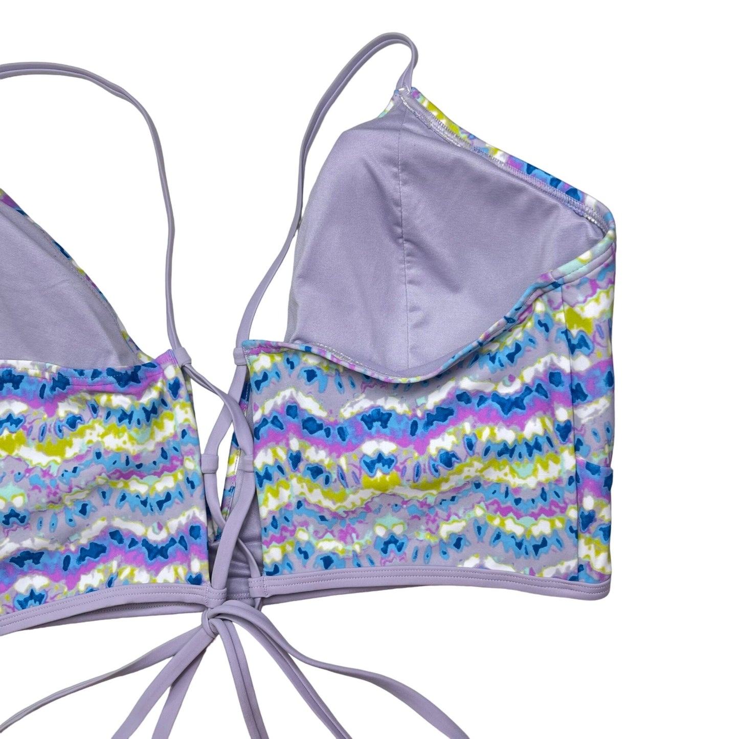 NWT Time and Tru 3XL Wave Print Bikini Swim Suit Purple Blue Adjustable Straps