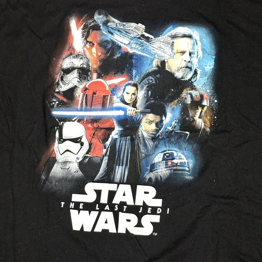 Star Wars 2XL The Last Jedi TShirt Black Short Sleeve Graphic Print Rey Kylo Ren