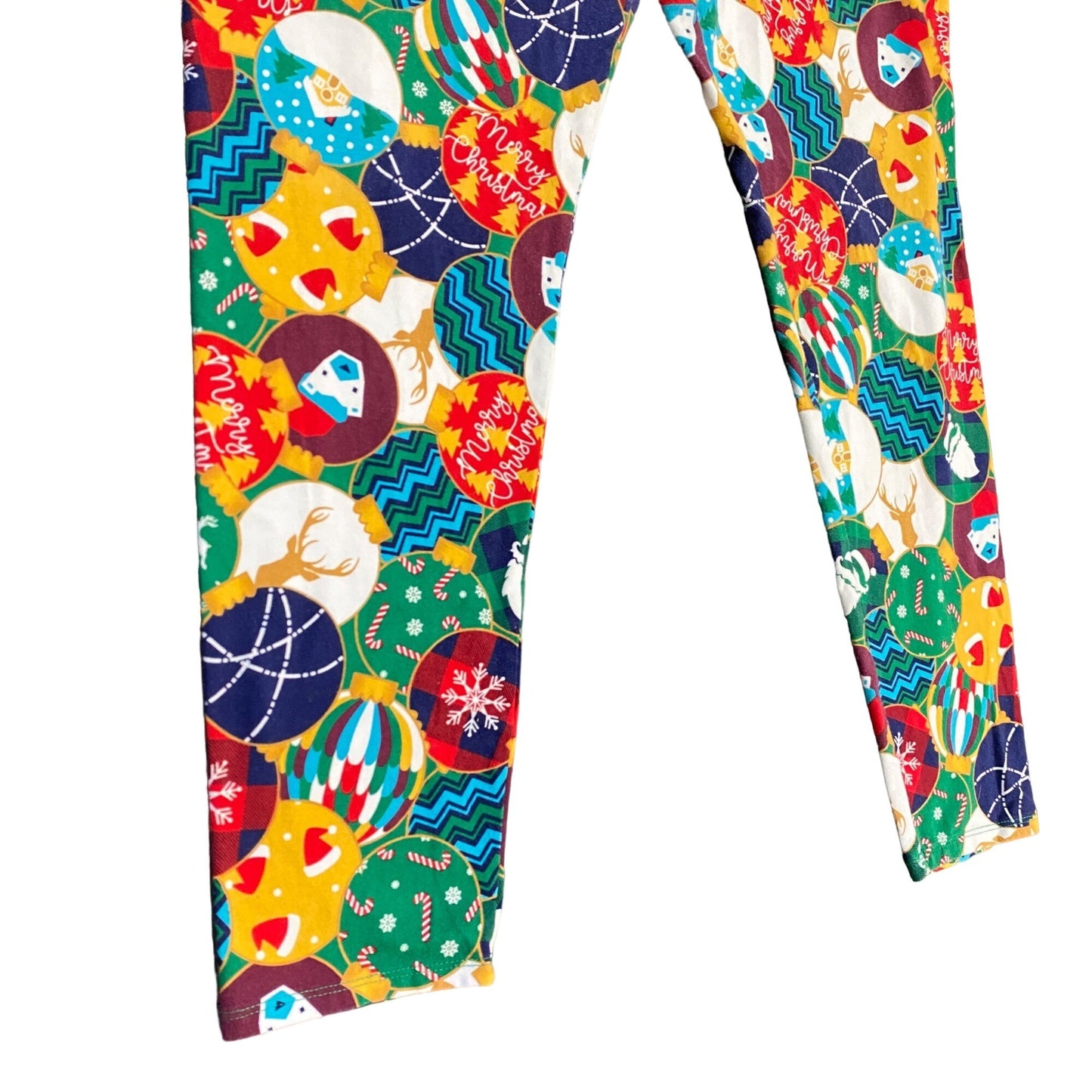 No Boundaries Womens XL Christmas Ornament Leggings Stretchy Deer Snowflake