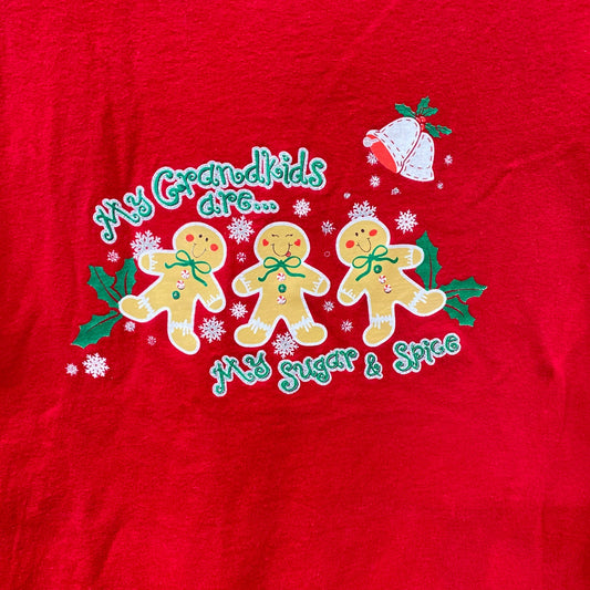 Xmas Tshirt M Gingerbread "My Grandkids are my Sugar and Spice" Holiday Novelty