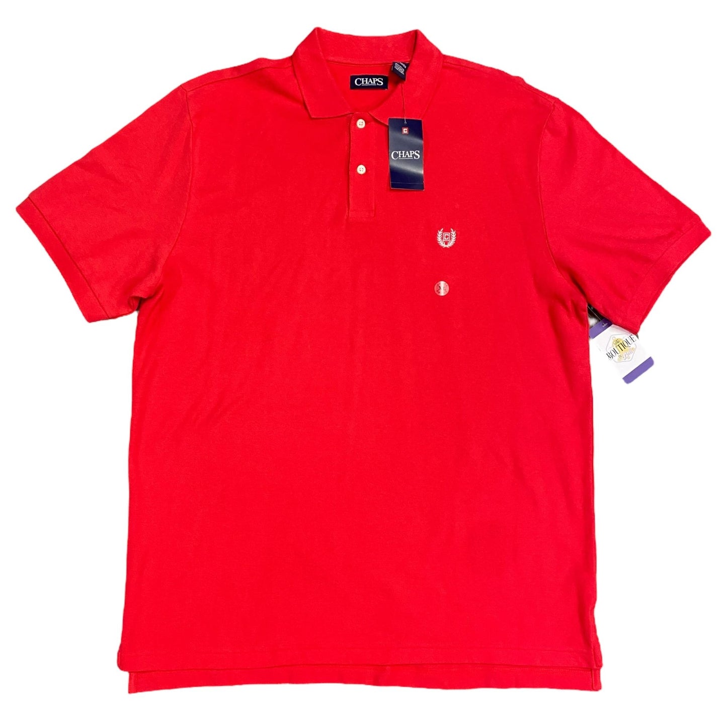 NWT Chaps Mens XL Red Polo Shirt Short Sleeve Embroidered Logo Breathable Cotton