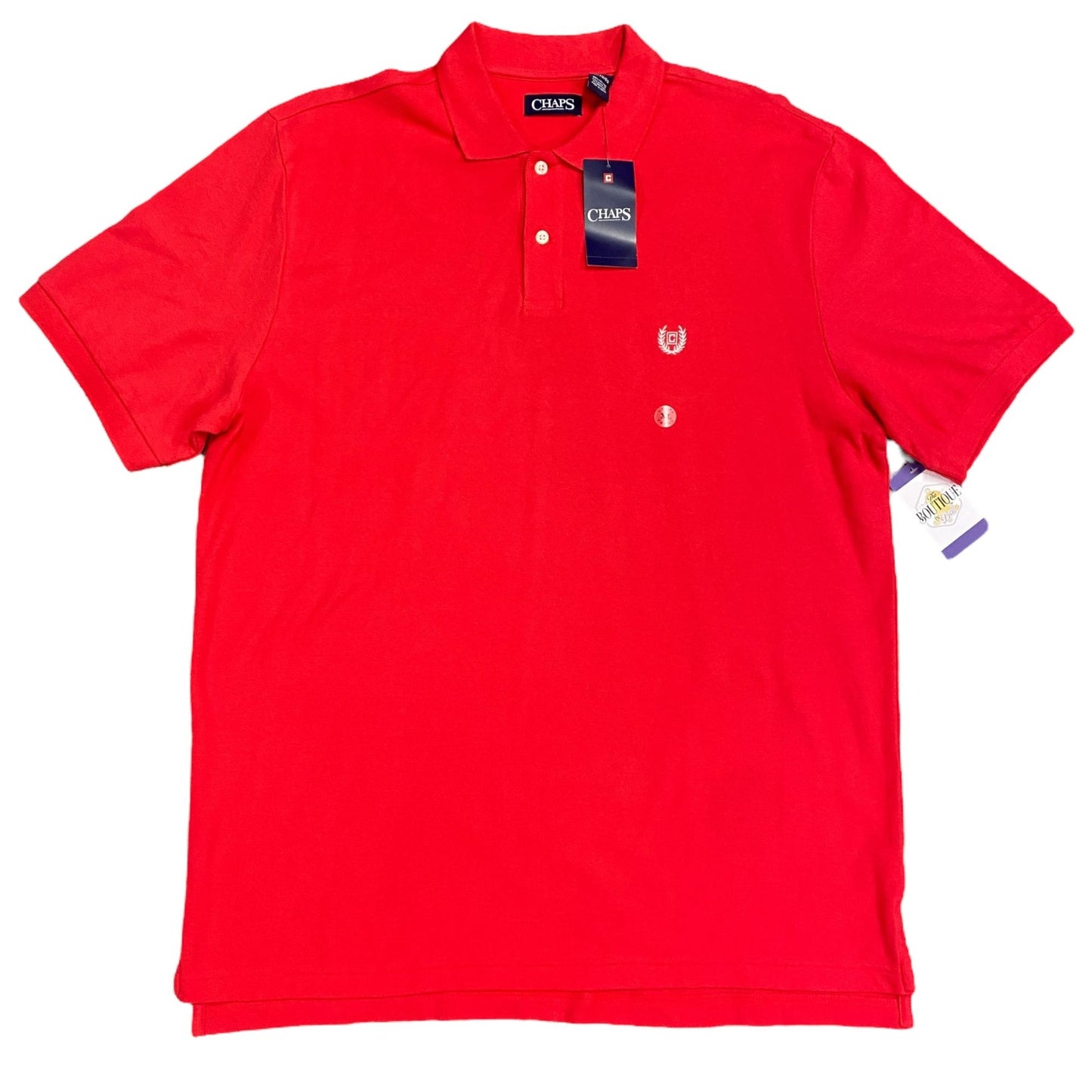 NWT Chaps Mens XL Red Polo Shirt Short Sleeve Embroidered Logo Breathable Cotton