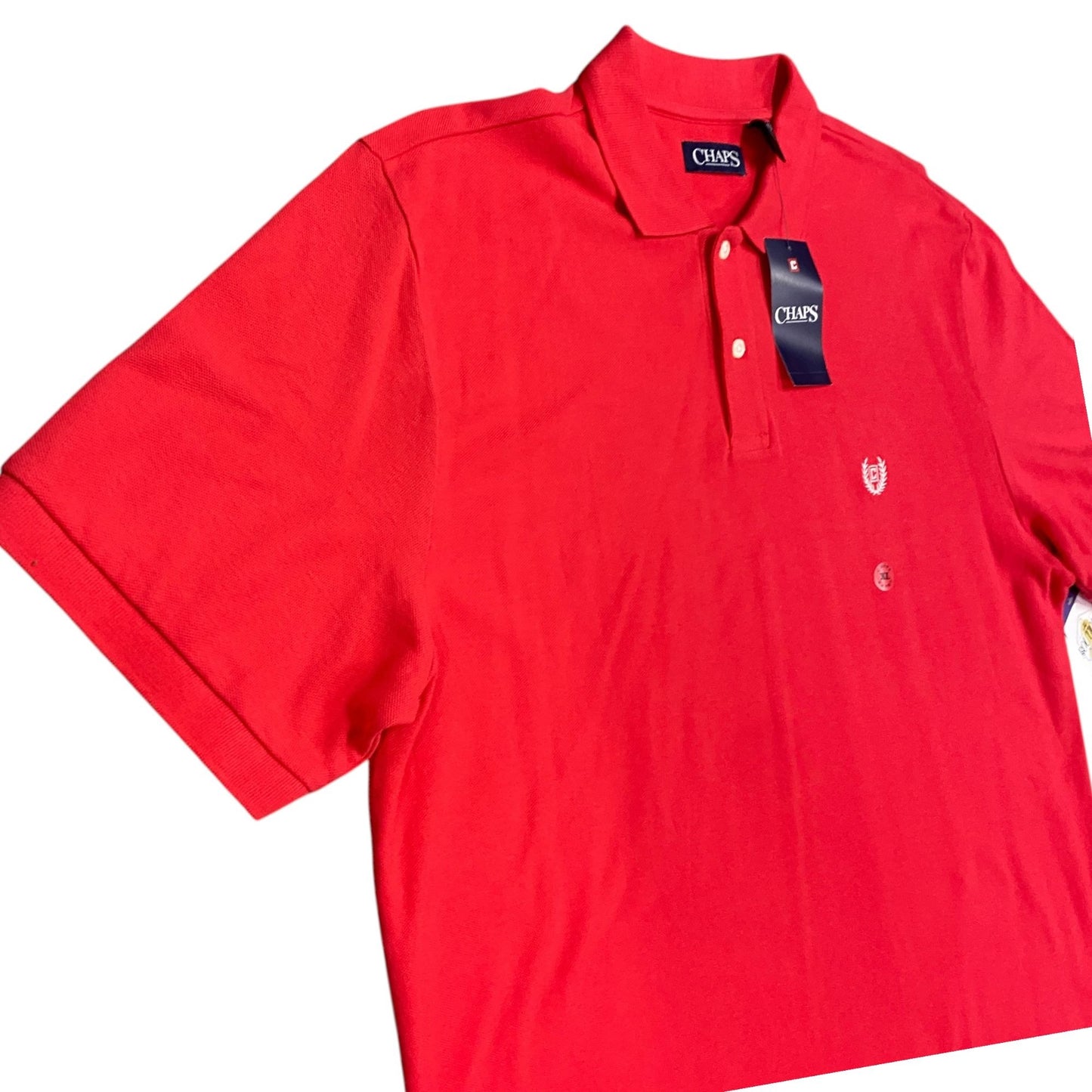 NWT Chaps Mens XL Red Polo Shirt Short Sleeve Embroidered Logo Breathable Cotton